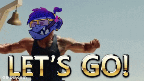 A Picture Of A Man With The Words Let 'S Go Below Him GIF