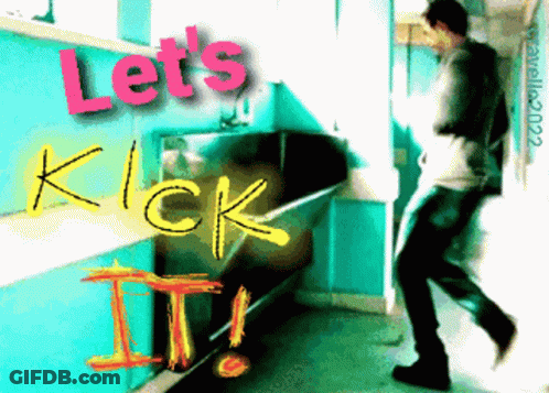 A Picture Of A Man With The Words Let 'S Kick It On It GIF