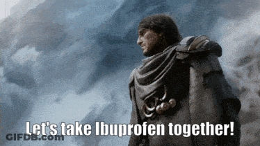 A Picture Of A Man With The Words Let 'S Take Ibuprofen Together On It GIF