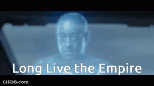 A Picture Of A Man With The Words Long Live The Empire GIF