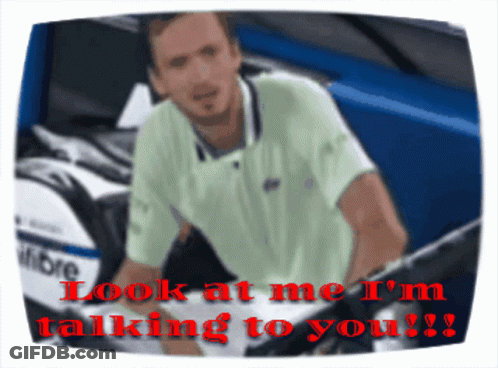 A Picture Of A Man With The Words Look At Me I 'M Talking To You In Red GIF