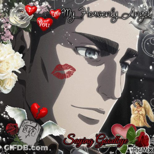 A Picture Of A Man With The Words Love My Heavenly Angel Saying Goodbye At The Bottom GIF