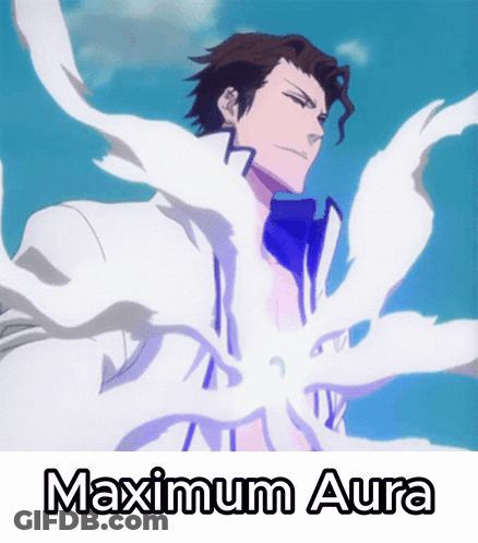 A Picture Of A Man With The Words " Maximum Aura " Below Him GIF