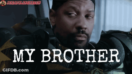 A Picture Of A Man With The Words My Brother Written On It GIF