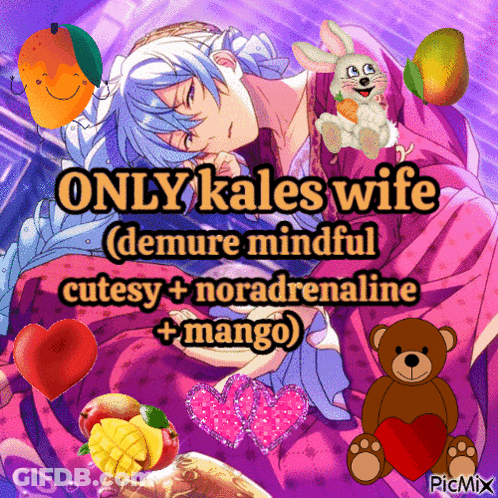 A Picture Of A Man With The Words Only Kales Wife Demure Mindful Cutesy No Adrenaline Mango GIF