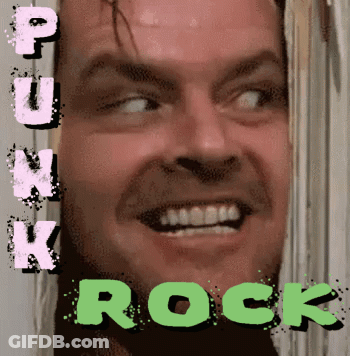 A Picture Of A Man With The Words Punk Rock Written On It GIF