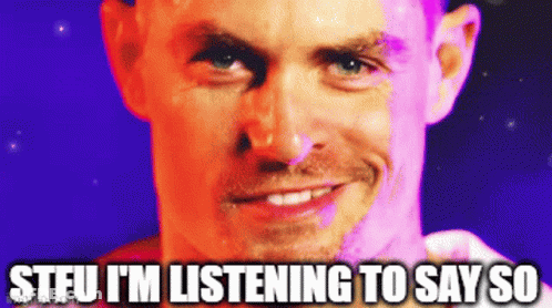 A Picture Of A Man With The Words Stfu I 'M Listening To Say So GIF