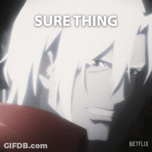A Picture Of A Man With The Words Sure Thing Written Above Him GIF