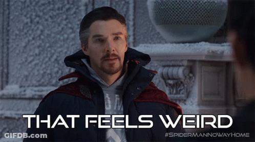 A Picture Of A Man With The Words That Feels Weird Above Him GIF