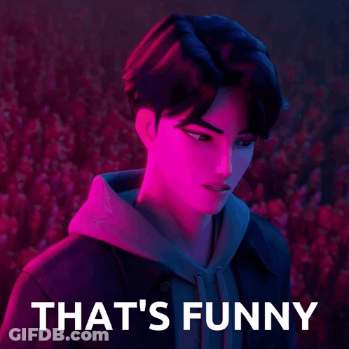A Picture Of A Man With The Words That 'S Funny Below Him GIF