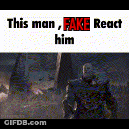 A Picture Of A Man With The Words This Man Fake React Him Written On It . GIF