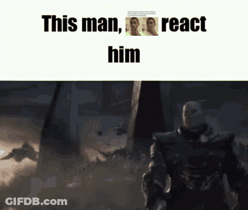 A Picture Of A Man With The Words " This Man React Him " On It GIF