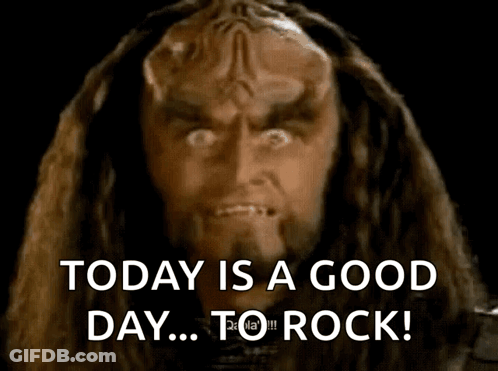 A Picture Of A Man With The Words Today Is A Good Day Torock On It GIF