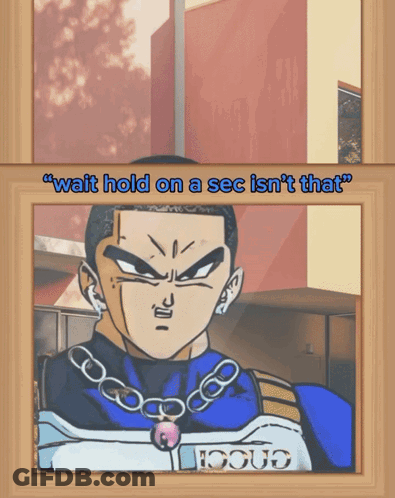 A Picture Of A Man With The Words " Wait Hold On A Sec Isn 'T That " On Top GIF