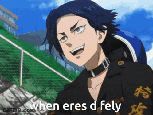 A Picture Of A Man With The Words When Eres D Fely On The Bottom GIF