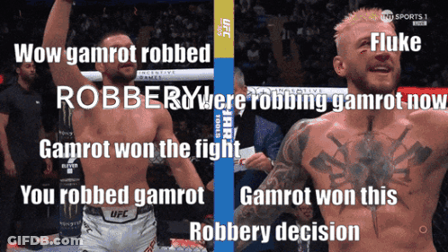 A Picture Of A Man With The Words Wow Gamrot Robbed Robbery Were Robbing Gamrot Now And Gamrot Won The Fight GIF