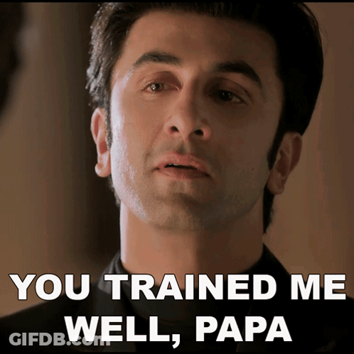 A Picture Of A Man With The Words You Trained Me Well Papa GIF