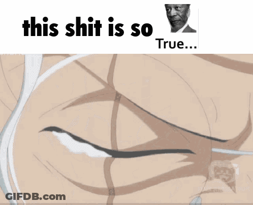 A Picture Of A Man With White Hair And Glasses With The Caption This Shit Is So True GIF