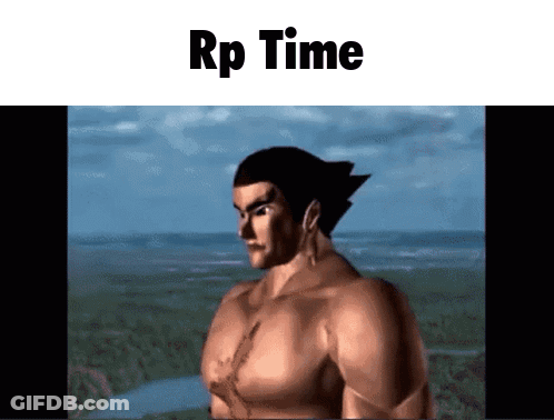 A Picture Of A Man Without A Shirt With The Words Rp Time Below Him GIF