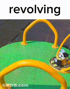 A Picture Of A Merry Go Round With The Word Revolving On The Bottom GIF