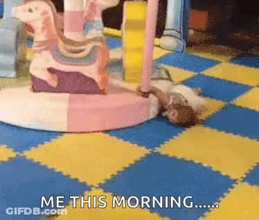 A Picture Of A Merry Go Round With The Words Me This Morning Written Below It GIF