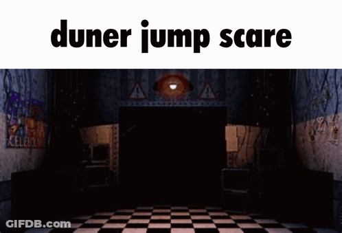A Picture Of A Minecraft Character With The Words Duner Jump Scare GIF
