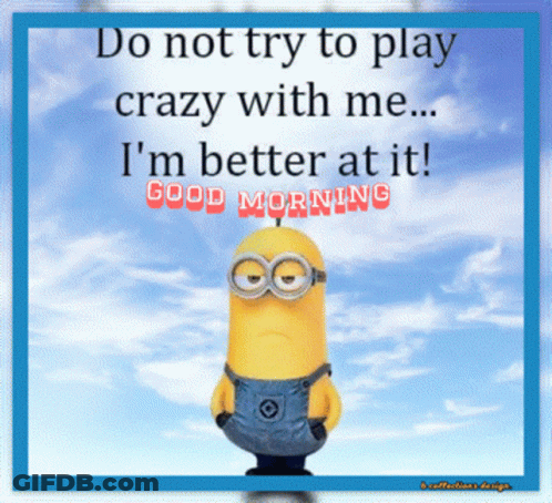 A Picture Of A Minion That Says Do Not Try To Play Crazy With Me I 'M Better At It GIF