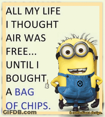Minion Saying All My Life I Thought Air Was Free GIF