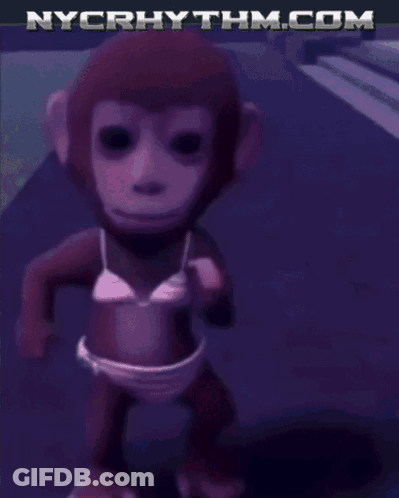 A Picture Of A Monkey In A Bikini With Nycrhythm.com Written On The Bottom GIF