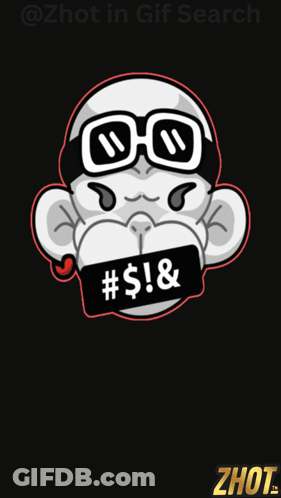 A Picture Of A Monkey With Glasses And A Bandage Around His Mouth That Says # $ ! & GIF