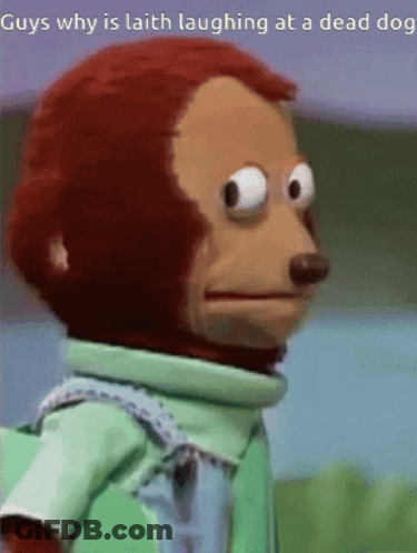 A Picture Of A Monkey With The Caption Guys Why Is Lainh Laughing At A Dead Dog GIF