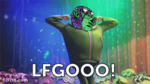A Picture Of A Monkey With The Words Lfgooo Written Below It GIF