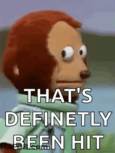 A Picture Of A Monkey With The Words That 'S Definitely Been Hit Below It GIF