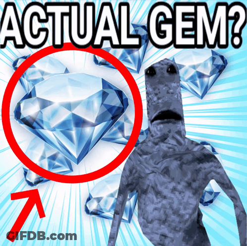 A Picture Of A Monster And A Diamond With The Words Actual Gem GIF