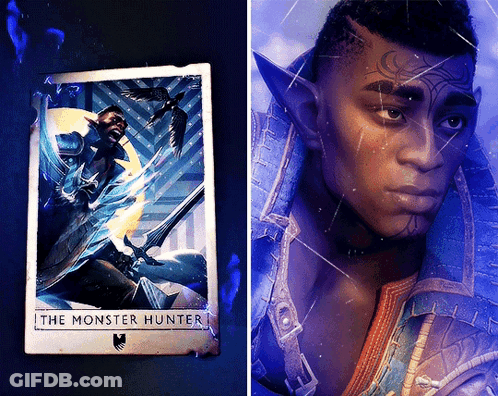 A Picture Of A Monster Hunter Next To A Picture Of A Monster Hunter GIF