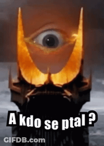 A Picture Of A Monster With A Large Eye And The Words A Kdo Se Ptal GIF