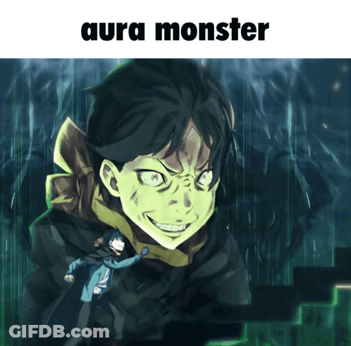 A Picture Of A Monster With Aura Monster Written On It GIF
