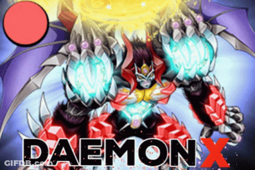 A Picture Of A Monster With The Word Daemon X On It GIF
