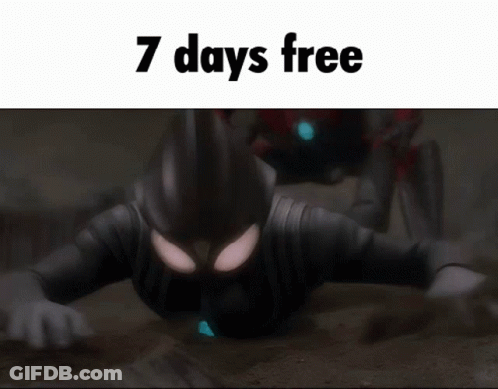 A Picture Of A Monster With The Words " 7 Days Free " On The Bottom GIF