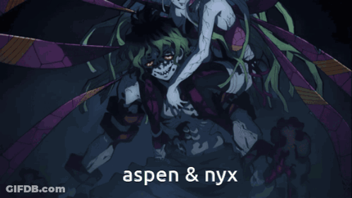 A Picture Of A Monster With The Words Aspen & Nyx GIF