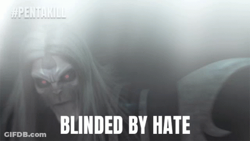 A Picture Of A Monster With The Words Blinded By Hate Written Below It GIF