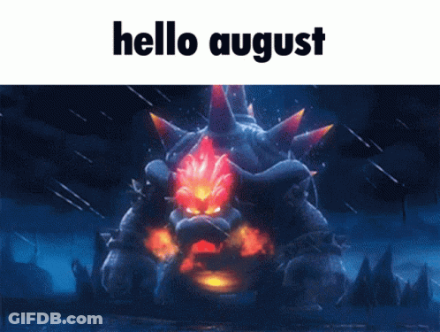 A Picture Of A Monster With The Words Hello August On It GIF