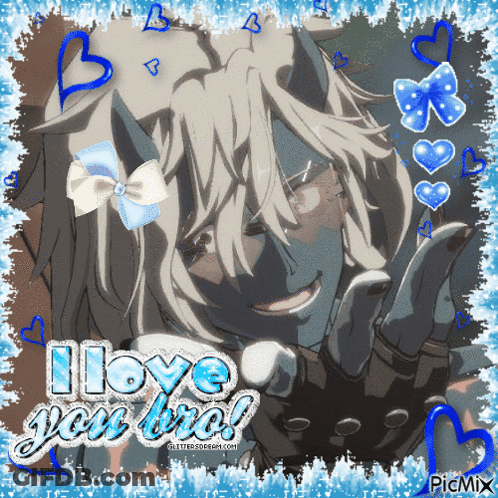 A Picture Of A Monster With The Words I Love You Bro GIF