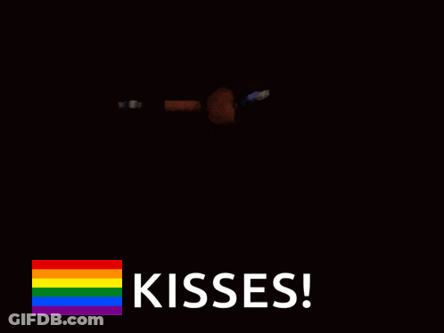 A Picture Of A Monster With The Words Kisses Written Below It GIF
