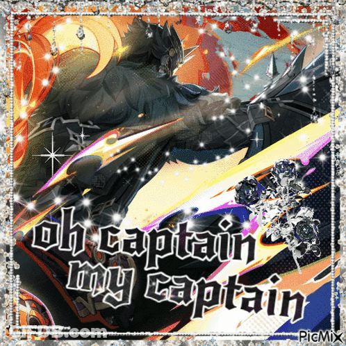 A Picture Of A Monster With The Words Oh Captain My Captain On It GIF