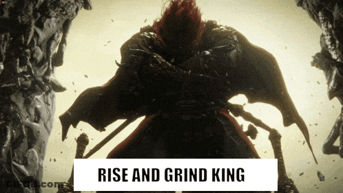 A Picture Of A Monster With The Words Rise And Grind King On It GIF