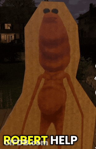 A Picture Of A Monster With The Words Robert Help Written Below It GIF