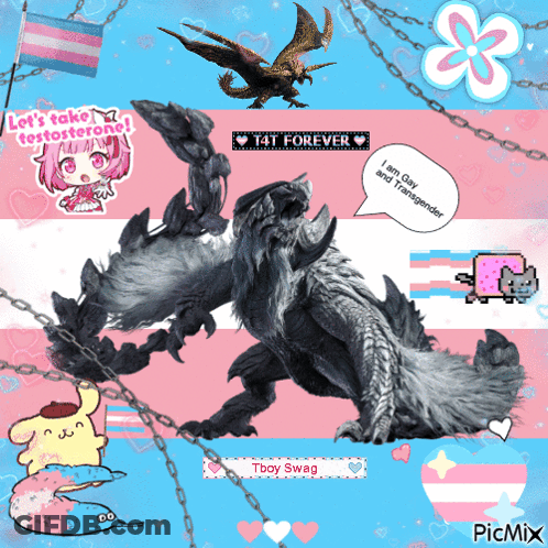 A Picture Of A Monster With The Words Tboy Swag On The Bottom GIF