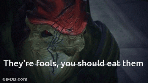 A Picture Of A Monster With The Words " They 'Re Fools You Should Eat Them " GIF