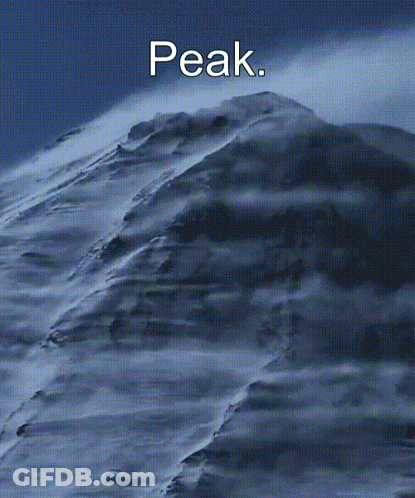 A Picture Of A Mountain With The Word Peak On It GIF